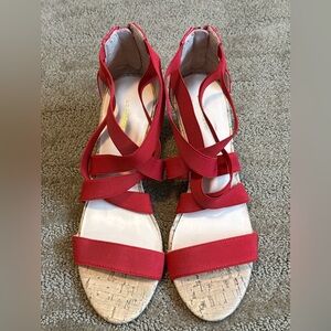 Liz Claiborne Red Wedge Sandals